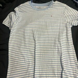Tommy Hilfiger Kids Light Blue and White Striped Tee